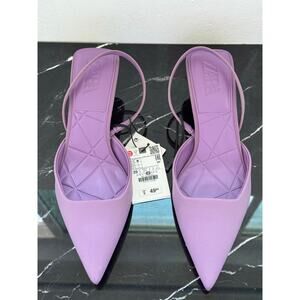 Zara Lavender Pointed Toe Slingback Kitten Heels